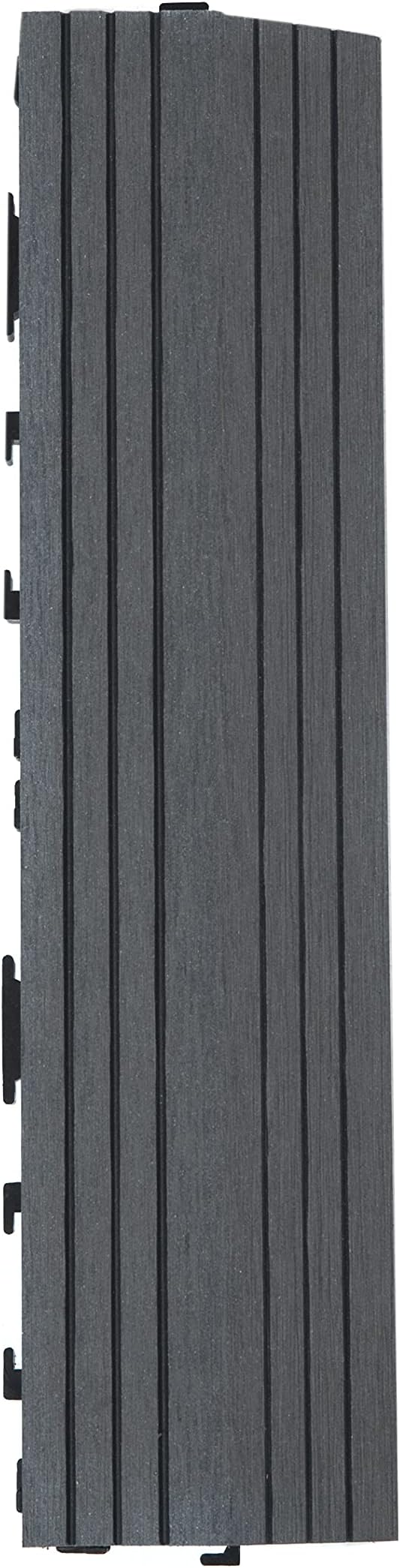 GreenBrokers DECKO Grey 1 Piece Composite Wood Plastic Decking Interlocking Straight Edge Tiles with Woodgrain Effect 30cm x 7cm