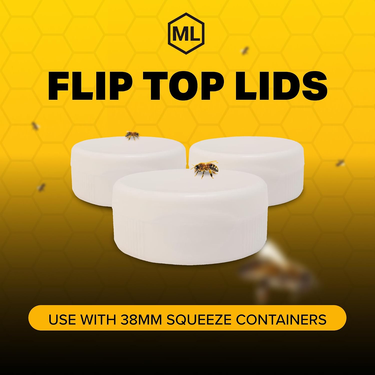 Mann Lake CN170 250-Pack Squeeze Container Flip Top Caps, White