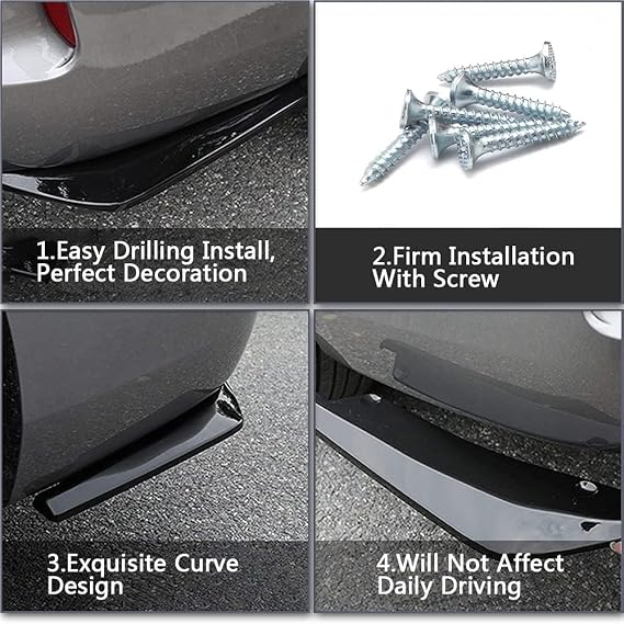 2pcs Rear Bumper Lip Diffuser for Mercedes Benz A Klasse W177 A160 A180 A200 A220 A250 A35 A45 AMG,Rear Corner Rear Llip Diffuser Spoiler Side Fin Scratch Protector,A/Black