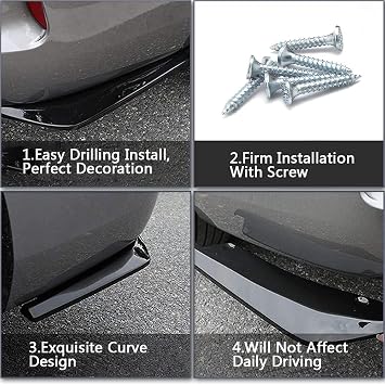 2pcs Rear Bumper Lip Diffuser for Mercedes Benz A Klasse W177 A160 A180 A200 A220 A250 A35 A45 AMG,Rear Corner Rear Llip Diffuser Spoiler Side Fin Scratch Protector,A/Black