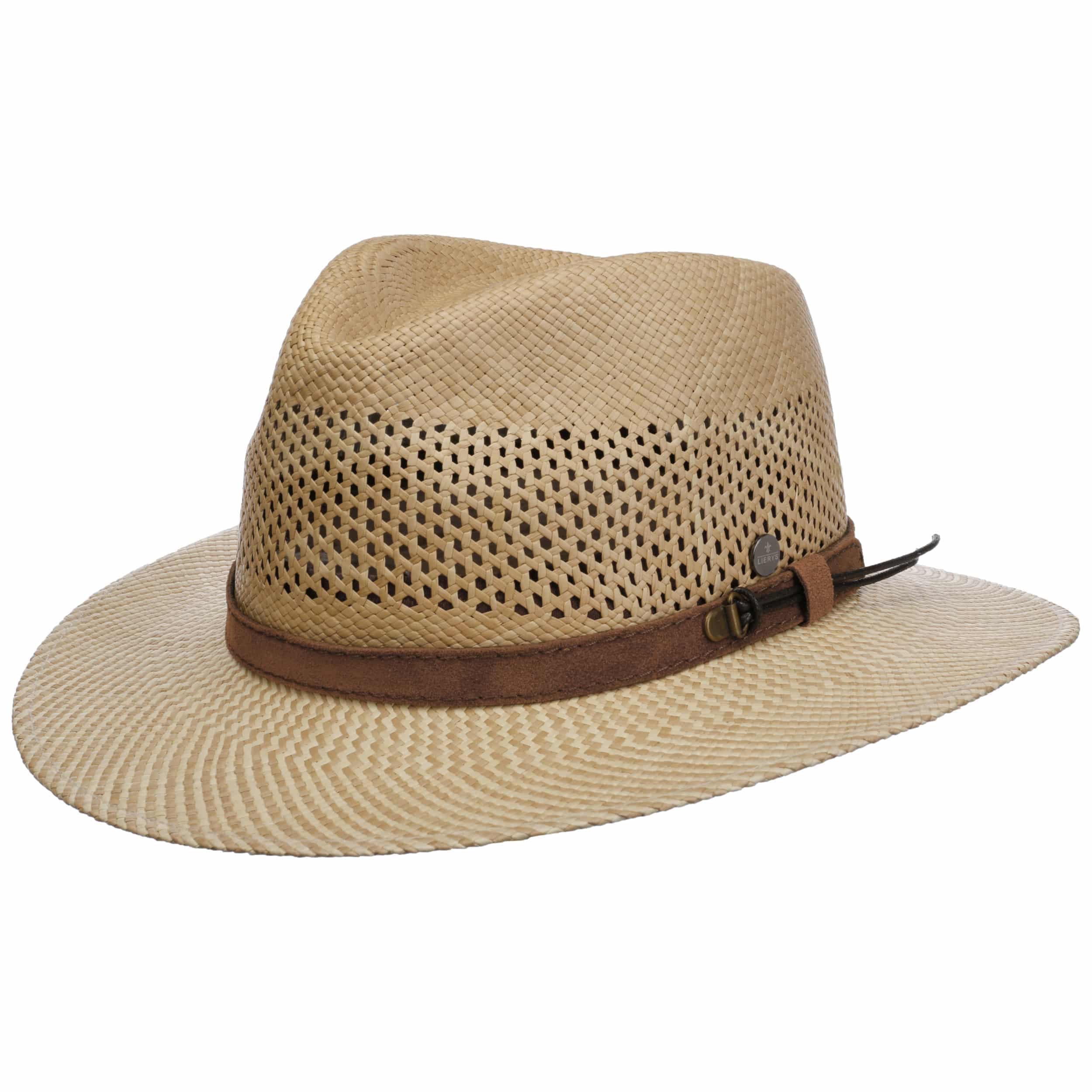 LIERYS Twotone Brim Traveller Panamahut Damen Herren Cowboyhut Ledergarniturband Ecuador