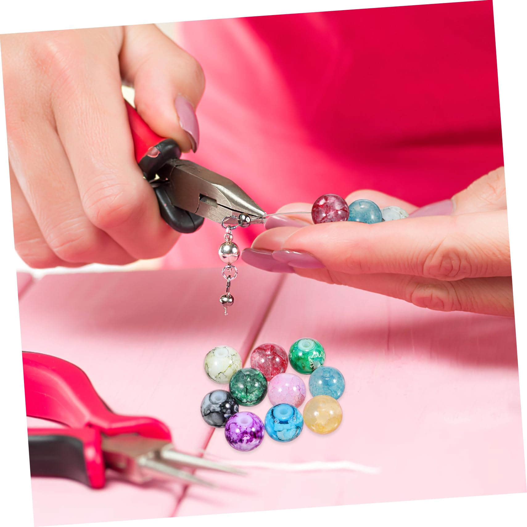 ARTIBETTER 5 Set Perline Rotonde Per Bigiotteria Con Filo Elastico Per Creare Collane E Braccialetti Fai Da Te Perline Per Gioielli Diy Con Filo 200 Pezzi*5