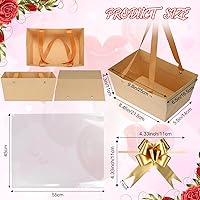 Vista 2 de Colarr Paquete de 12 cestas vacías de papel kraft para regalos, kit de cesta de regalo vacía con asa, bolsa de envoltura, lazo, bandeja de mercado