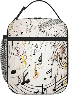 Lunch Bag for Men Women Reusable Insulated Lunchbox Music Notes Print Lunch Tote Bag for Work Picnic