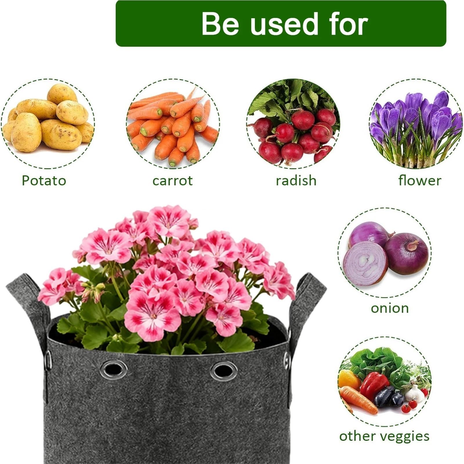Stofftopf 3/10 Gallonen Vlies-Wachstumsbeutel | Mit Griffen und Positionierungslöchern(3Gallon 10PCS)