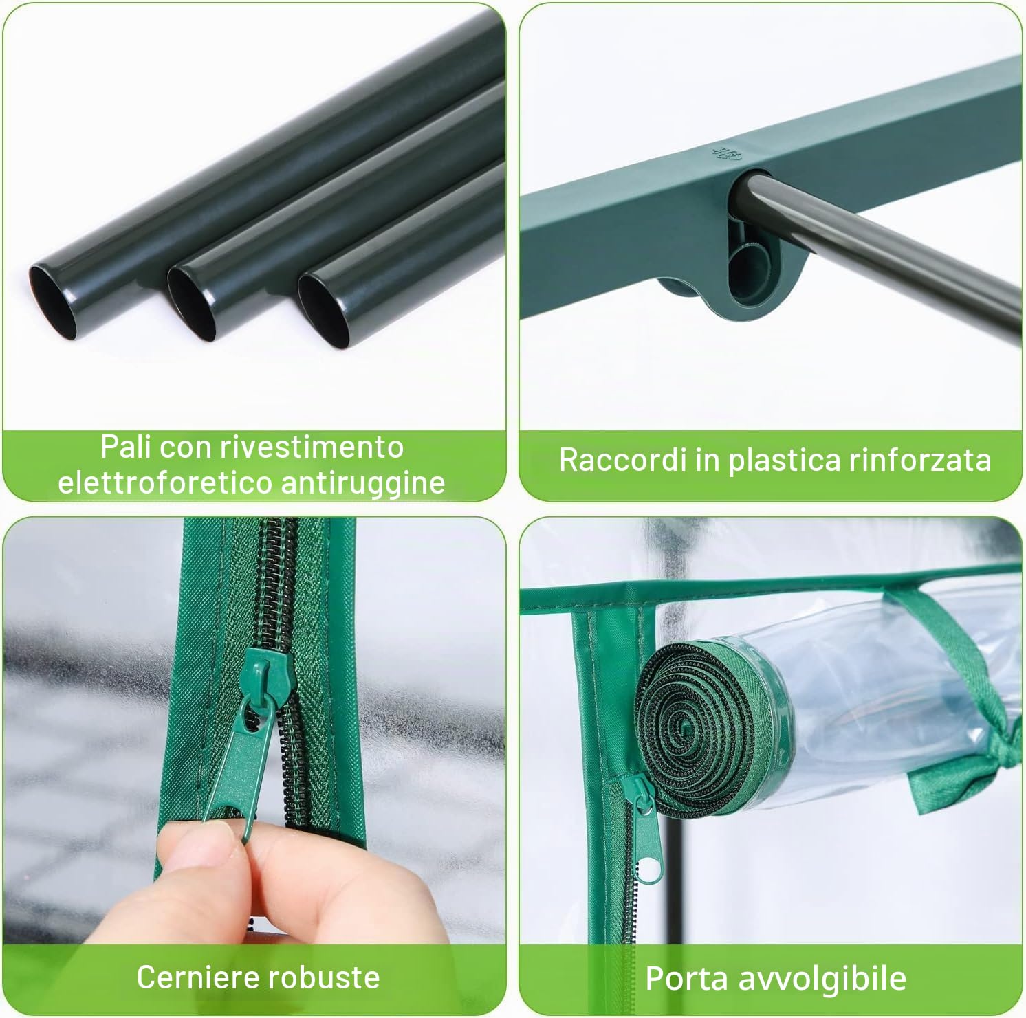 LATERN 4 Ripiani Mini Serra, 160CM x 70CM x 50CM Piccola Serra Struttura e Copertura in PVC Trasparente con Porta Avvolgibile con Cerniera per Piante Protezione da Freddo Gelo Vento Pioggia