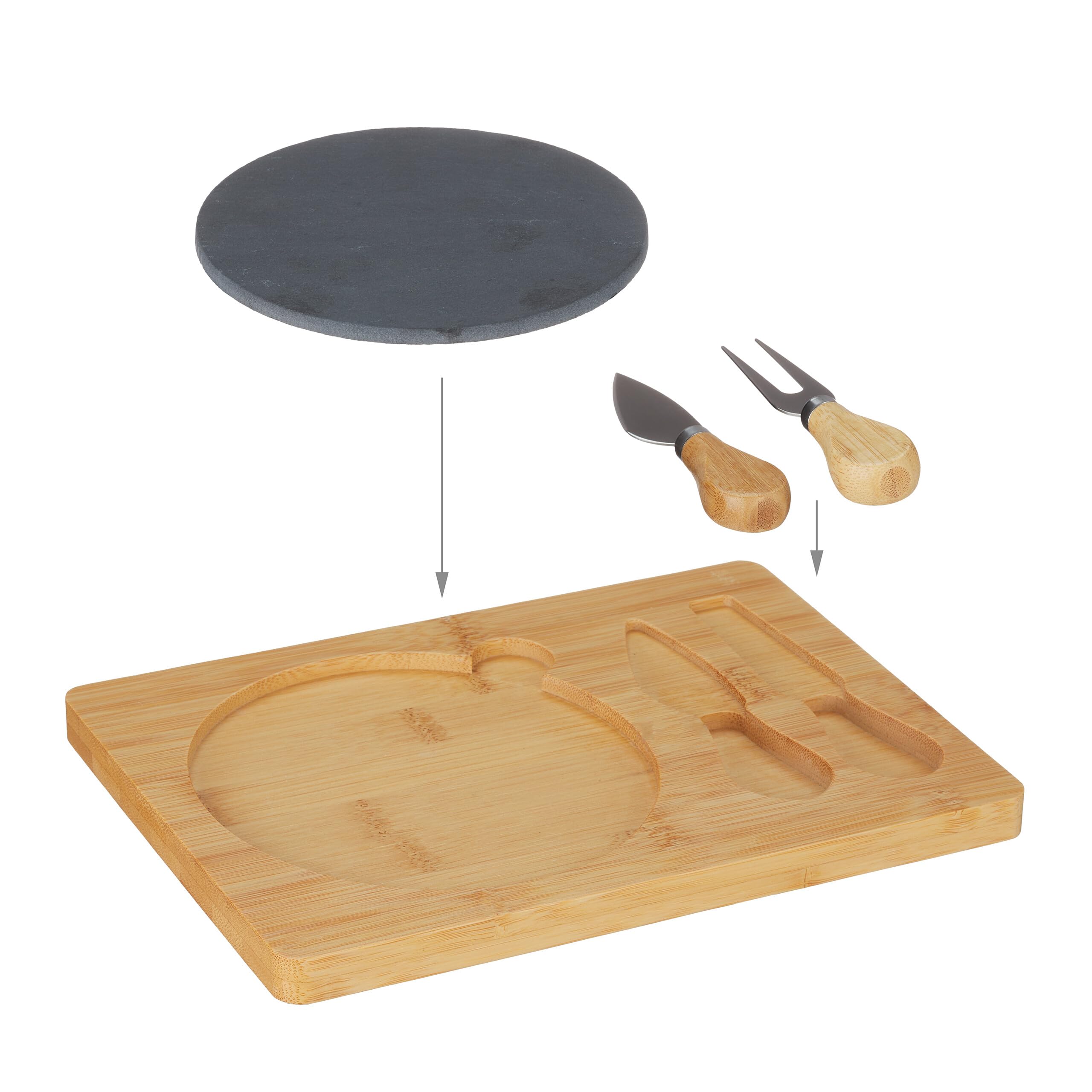 Relaxdays Vassoio Per Caffè E Aperitivo, Accessori Cucina, Bambù, Piatto Da Portata Salumi E Formaggi, Naturale, Legno, Marrone, 33x33x2.5 Cm