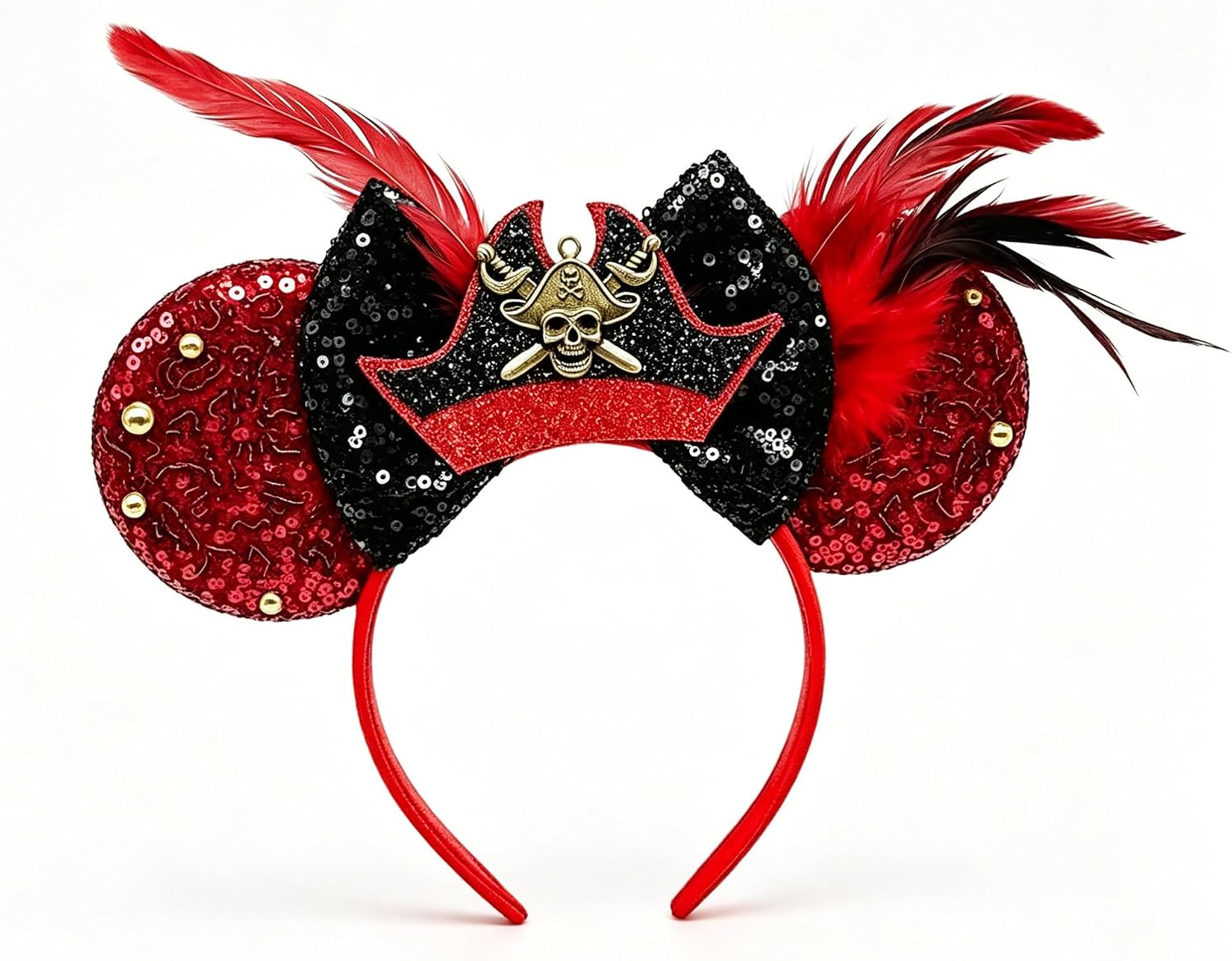 Pirate Ears Headband Women Pirate Costume Mouse Ear Headband Bow Pirate Hat