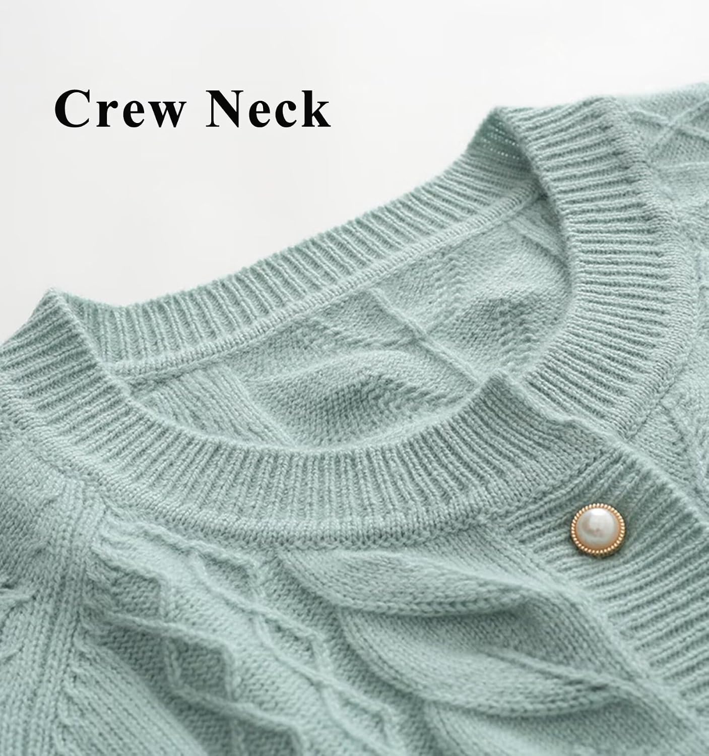 HNVAVQ 100% Pure Cashmere Cardigan Sweaters for Women Long Sleeve Crewneck Sweater image 4