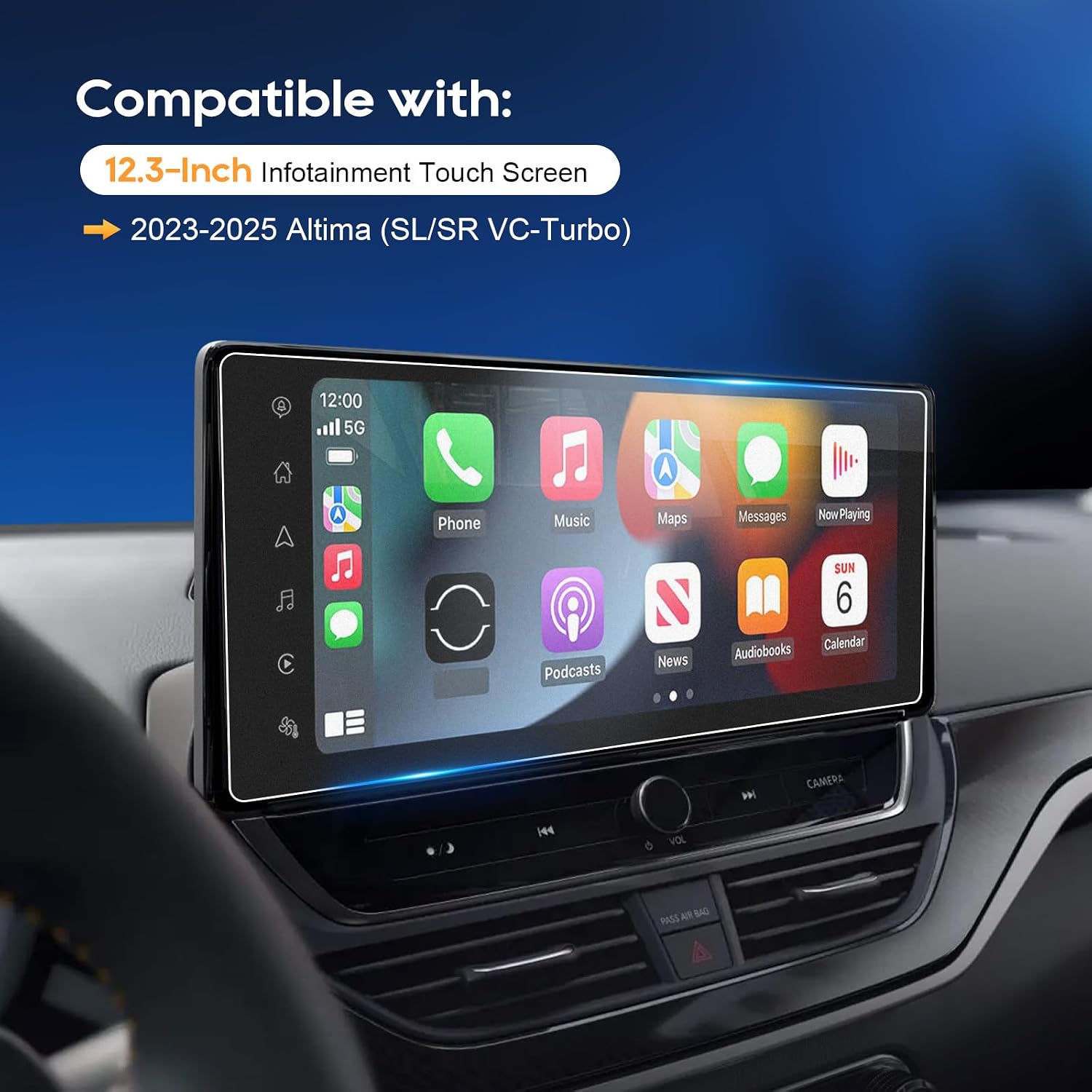 LFOTPP For 2025 Nissan Altima Screen Protector 2023-2025 Altima (SL/SR VC-Turbo) 12.3 Inch Navi Touchscreen [Matte Glass] 2023-2025 Altima Accessories Anti-Glare Matte 9H Hardness Tempered Glass