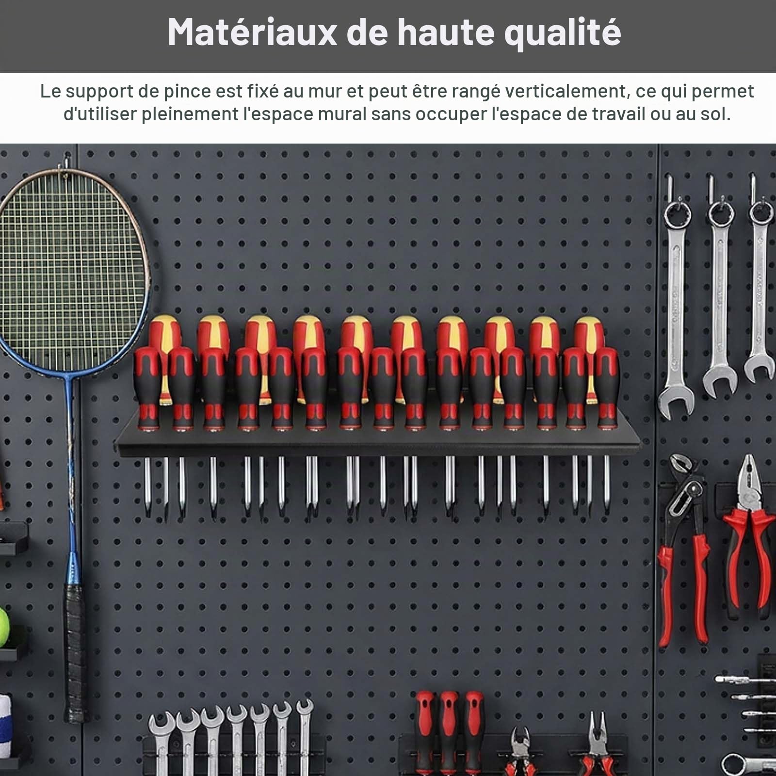 Porte Outils Mural - Support Tournevis en Métal avec 25 Emplacements - Rangement Pratique et Espace Optimisé pour Garage, Atelier et Travaux