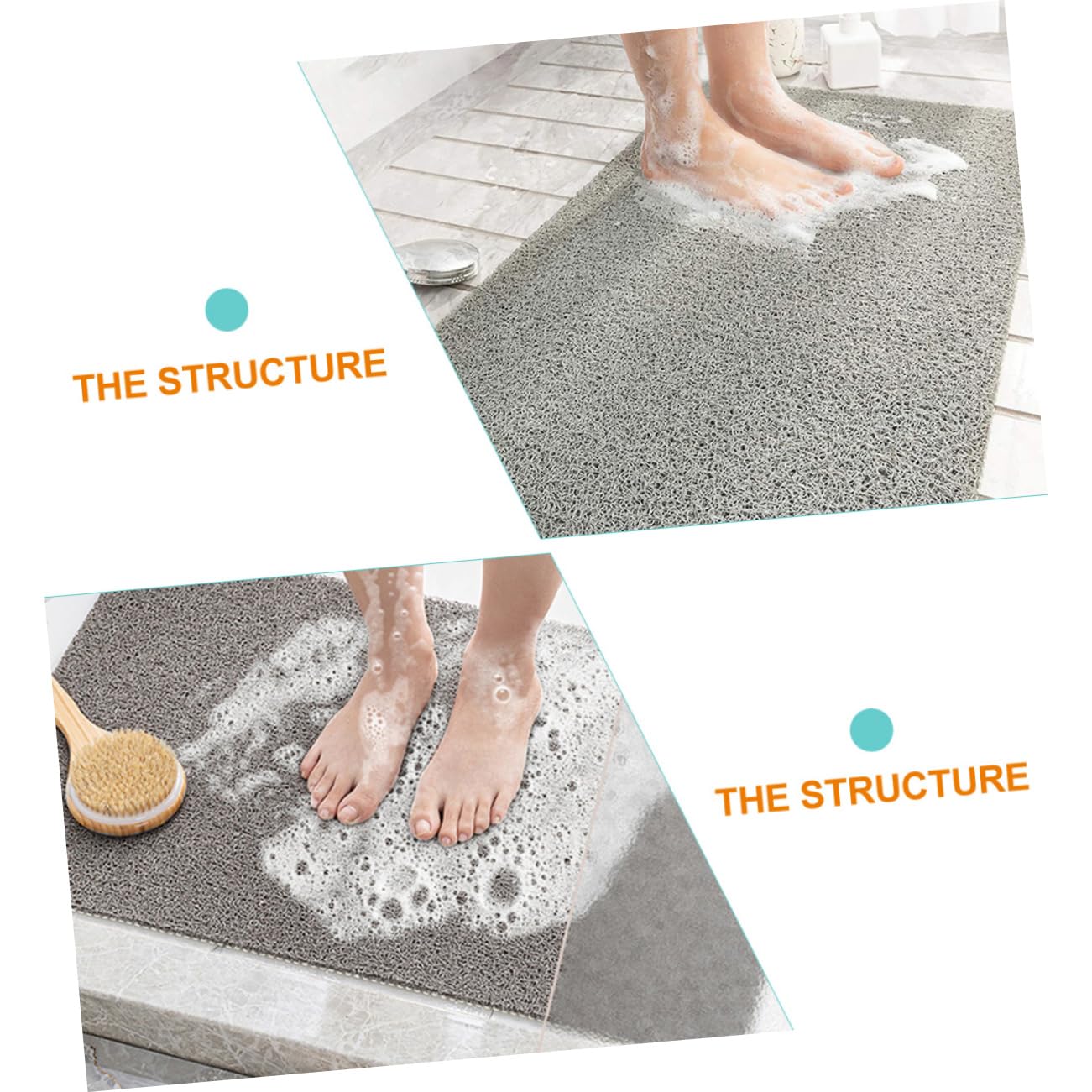 Cabilock Alfombra de Baño Antideslizante Alfombra de Suelo de PVC Tacto Suave Lavable en Máquina para Baño Cocina y Entrada