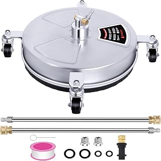 15in Pressure Washer Surface Cleaner with Adapter Compatible with Karcher K2–K7, Stainless Steel Rotary Cleaner with 4 Wheels, 4000 PSI, 1/4" Quick Connect, 2 Extension Wands for Driveways & Patios