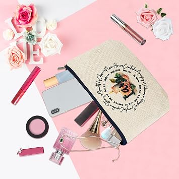 Christliche Make-up-Tasche Mit Glaubensspruch – Doppelseitig Bedruckt, Wasserdicht, Aus Leinen