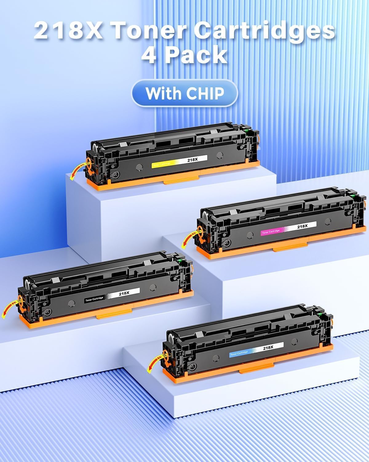 INK4U 218X Toner Cartridges 4 Pack (with Chip) Compatible Replacement for HP 218 218X W2180X 218A W2180A hp218x for HP Color LaserJet Pro MFP 3301sdw Toner 3201dw 3301fdw 3301cdw 3301 Toner (B/C/M/Y)