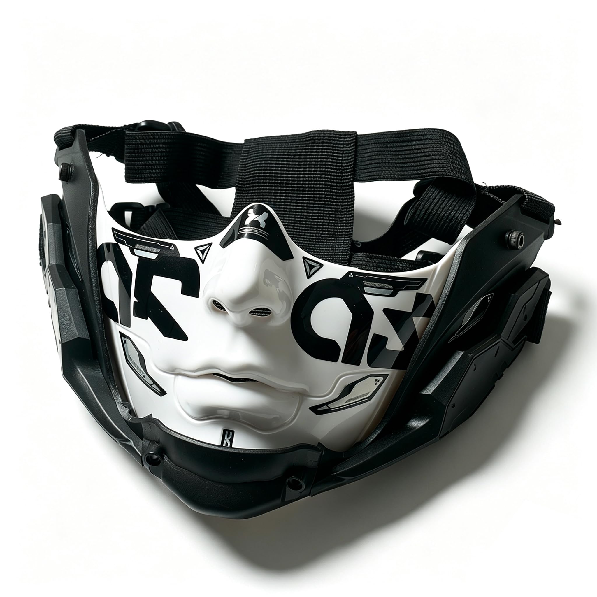 Qngcolrcy Punk Half Face Mask Futuristic Mechanical Sci-Fi Masks for Cosplay Halloween Costume Prop (White, X-Large)