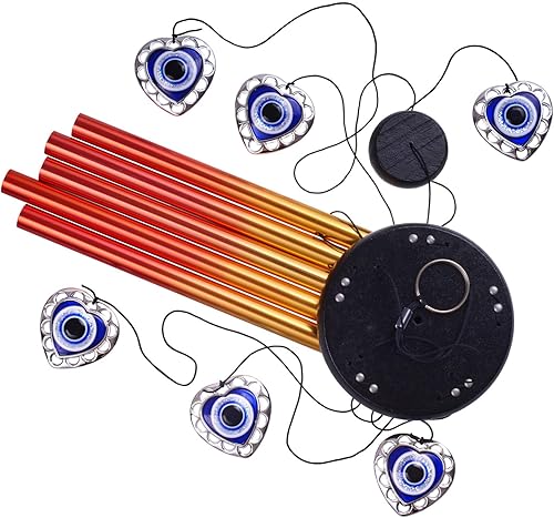 Miniatura 4 de Campanillas de viento azules con forma de corazón de ojo malvado para decoración al aire libre, campanas de viento de ojo malvado, amuleto de mal de