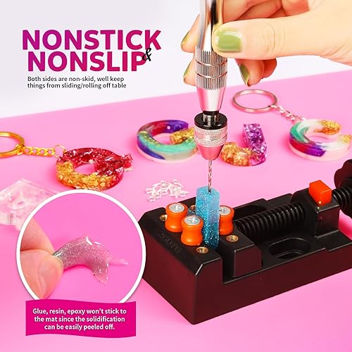 Miniatura 4 de LEOBRO Paquete de 3 hojas de silicona grandes A3 para manualidades, moldes de resina para joyas, alfombrilla de silicona antiadherente, alfombrillas