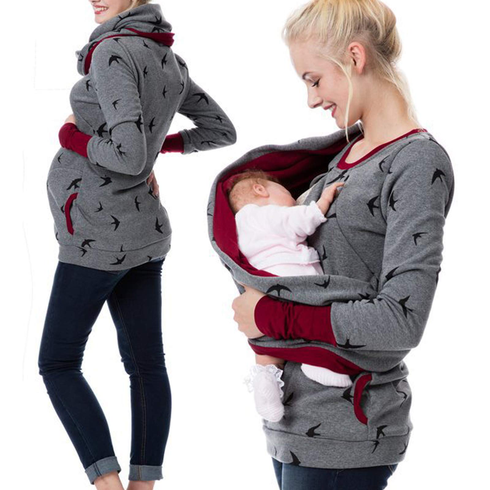 Generisch 2025 Pull Femmes Top Allaitement Sweat-shirts Femmes Enceintes Maternité Blouse de Maternité Vêtements Pour Les Potelées