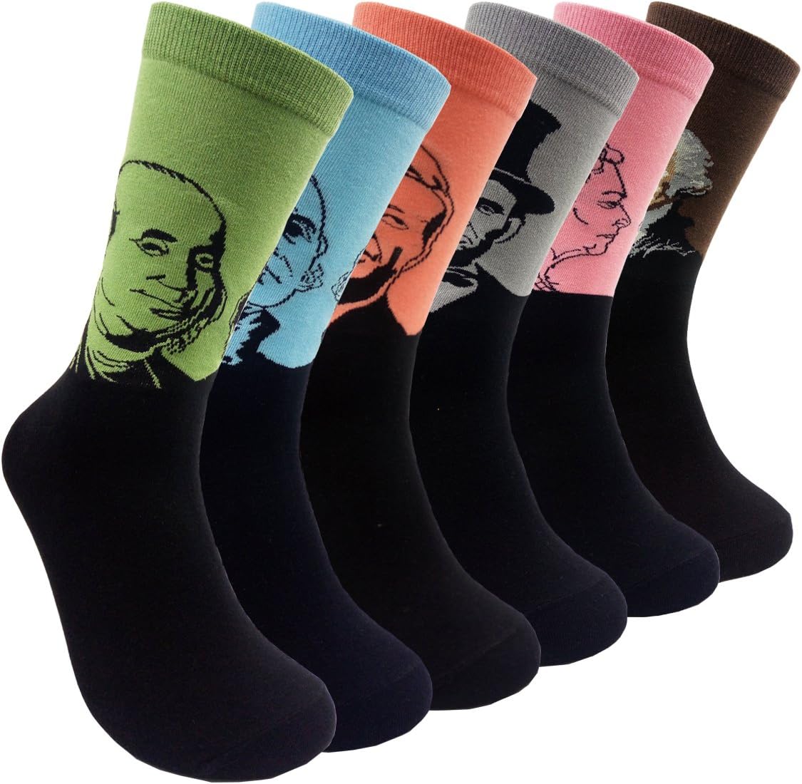 Funny Mens Novelty Presidents/Big Guy Dress Socks Funky Patterned Cotton Fun Crew Socks