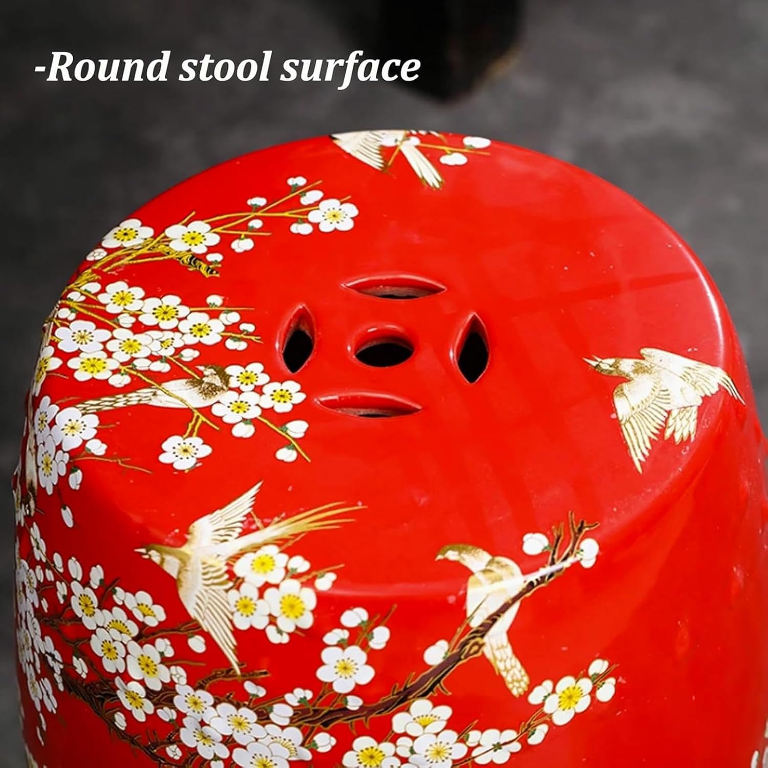 Decorative Ceramic Garden Stool, Ceramic Drum Garden Stool, Drum Indoor Outdoor Garden Stool, for Terrace, Patio, Cottage
