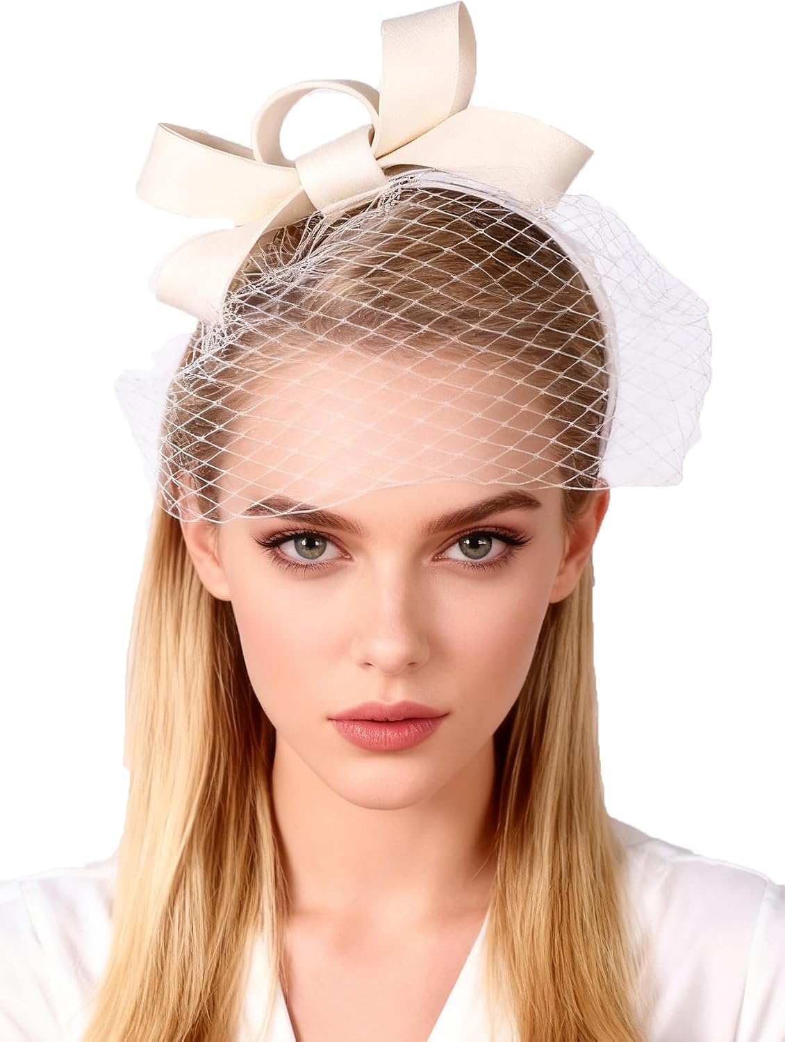 HIMESPORT Wool Felt Fascinators Wedding Hats for Women with Veil Bowknot Tea Party Lady Elegant Church Dress Derby Cap