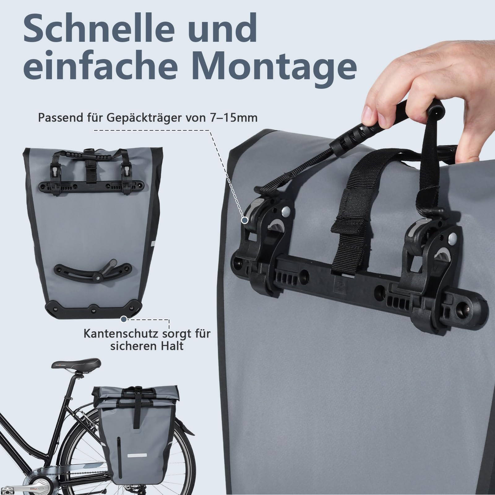 Sacoches de vélo pour porte-bagages avec sac isotherme amovible