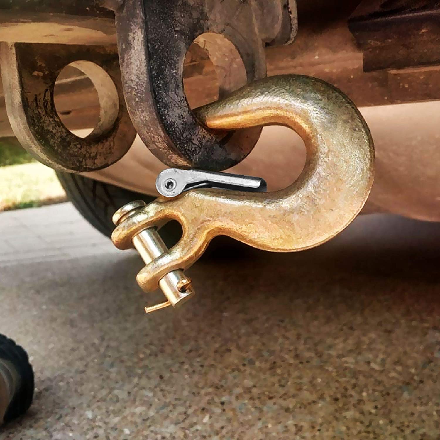 MEETOZ 4PCS 5/16-Inch Forged Steel Clevis Slip Hook with Safety Latch,3/4 in Opening Suitable for Chain Heavy Duty Grab Hook for Tow Winch Trailer 14000 Lb Capacity - Image 4