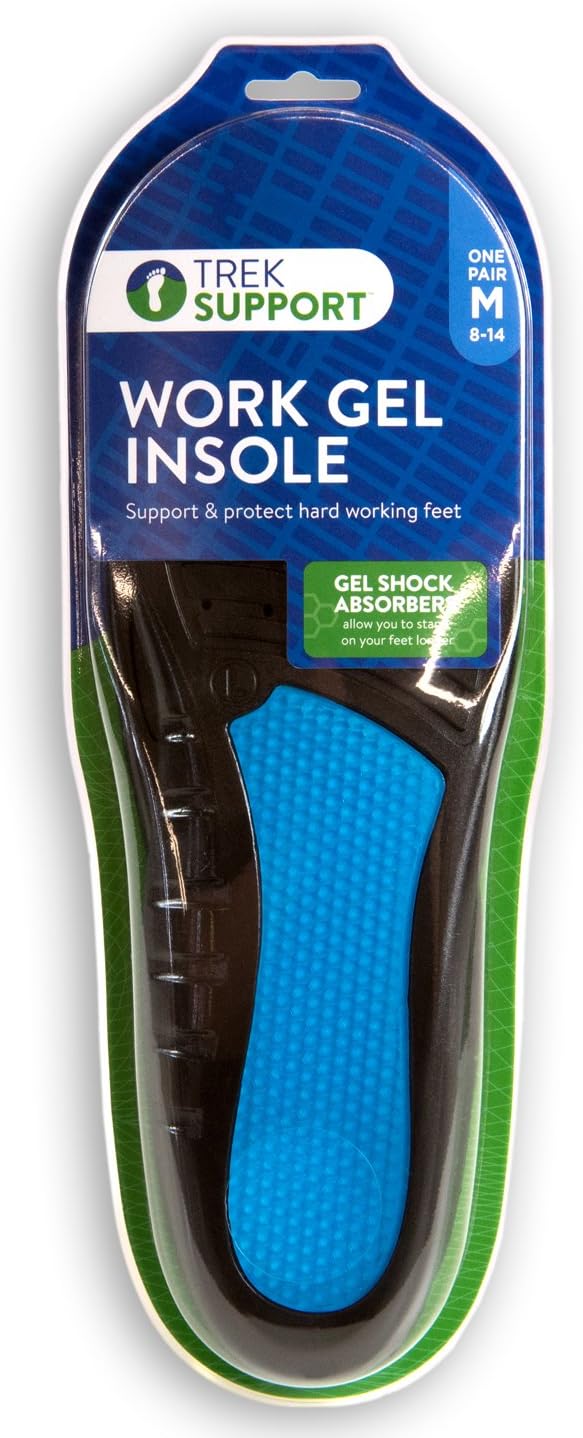 Trek Support Work Gel Insole Men, Size 8-14, 1 Pair