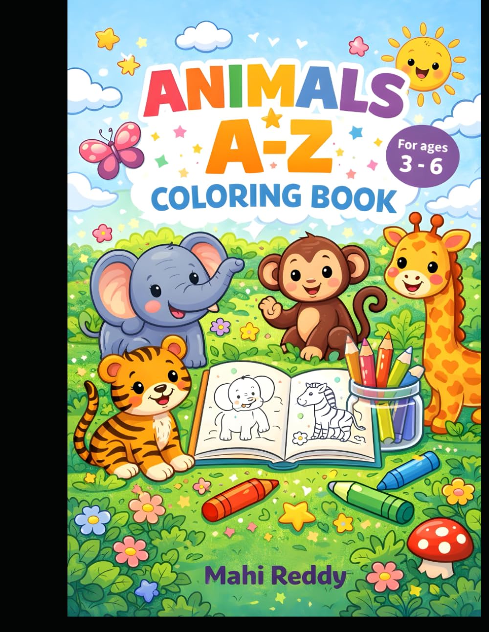 Animals A–Z Coloring Book: Color • Trace • Learn Animal Names (Happy Kids Coloring Books)