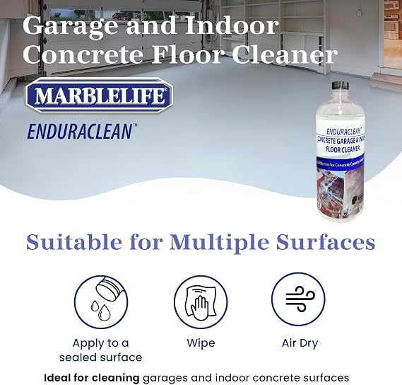 Marblelife EnduraCLEAN Garage and Indoor Concrete Floor Cleaner, Effective Basement & Garage Floor Cleaner, Effective Concrete Cleaner, Ready-To-Use Cement Cleaner & Degreaser, 32 oz Concentrate
