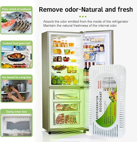 Vista 4 de Desodorizador para refrigerador (paquete de 6) - Eliminador de olores para refrigerador y congelador, carbón activado natural, combate los olores