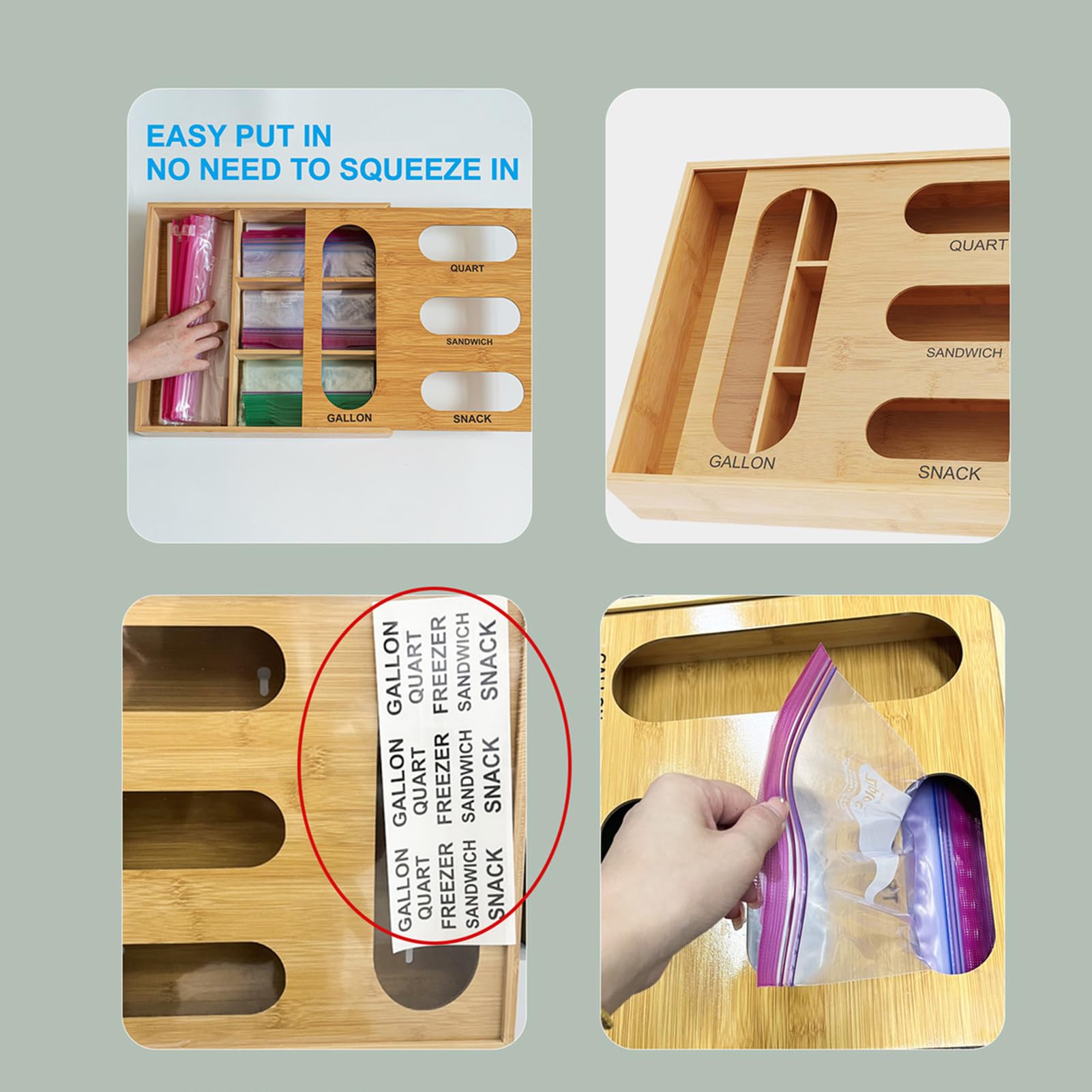Organizzatore Borse per Cassetto Porta 4 In 1 | Organizzatore Cassetto Borse per Dispensa Cucina Snack Contenitori Dispensazione