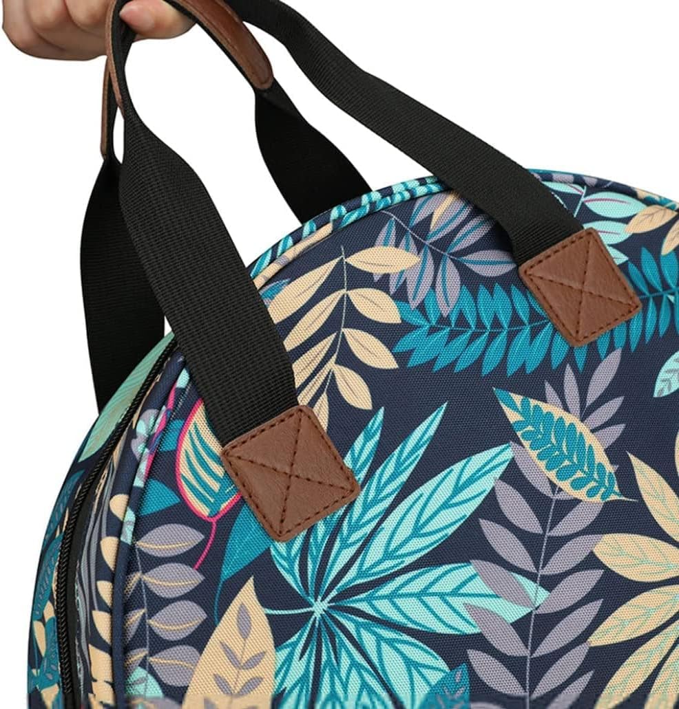 Handbag Handbag Organizer,Carry Bag Case Embroidery Tool Storage Handbag Organizer Round with Pockets Compartments for Accessories Leaves Pattern Sewing Accessories
