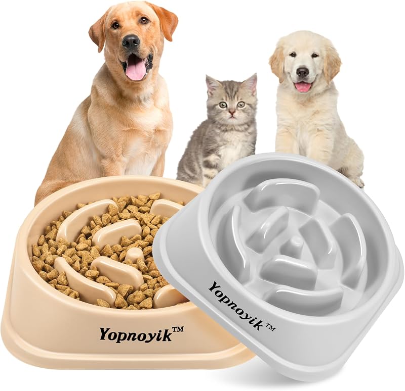 Comedouro Lento para Cães e Gatos com Labirinto em PP Yopnoyik, Pacote com 2