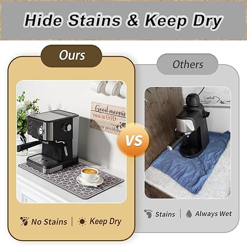 Miniatura 8 de Tapete de café grande para secar platos para encimera de cocina, tapete absorbente de manchas para barra de café, tapete para cafetera, alfombrilla