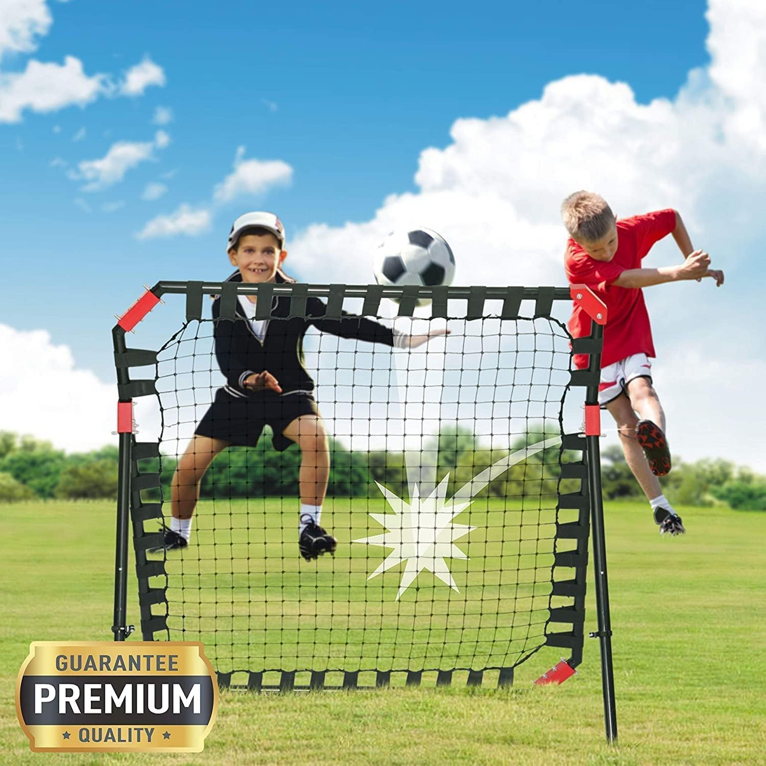 Easy Playz Portable Soccer Rebounder, 4 Ft x 4 Ft, Easy Set Up, Sturdy Metal Tube, with Quick Folding Design, No Assembly Needed! Multi Angle Adjustment, Carry Bag Included