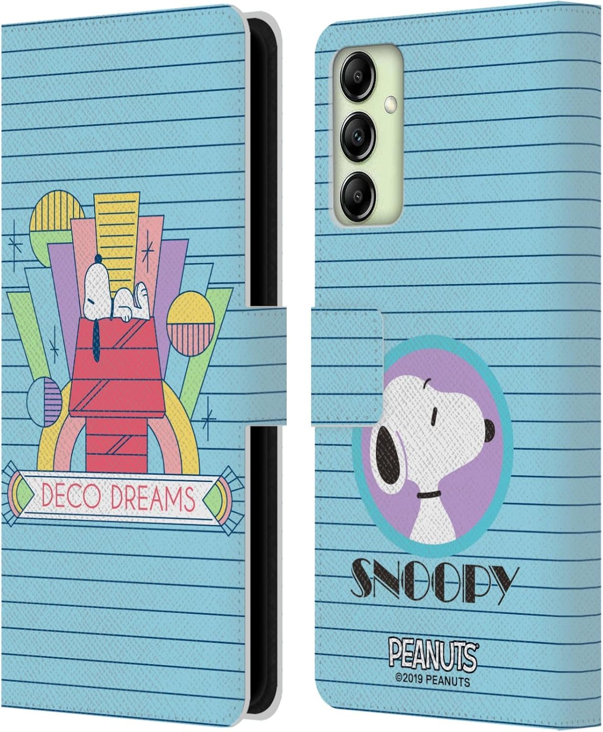 Head Case Designs Officially Licensed Peanuts House Dreams Snoopy Deco Dreams Leather Wallet Case Compatible with Samsung Galaxy A14 5G