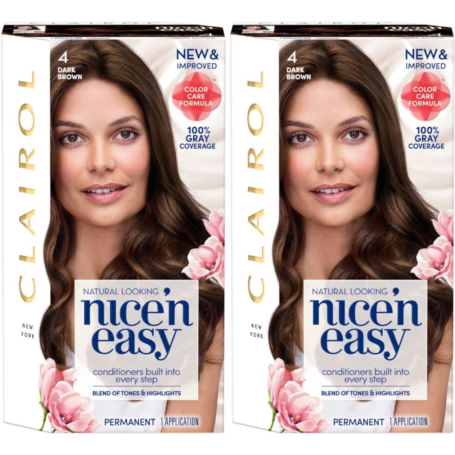 Clairol Nice 'n Easy Permanent Hair Color, #4 Dark Brown (Pack of 2)