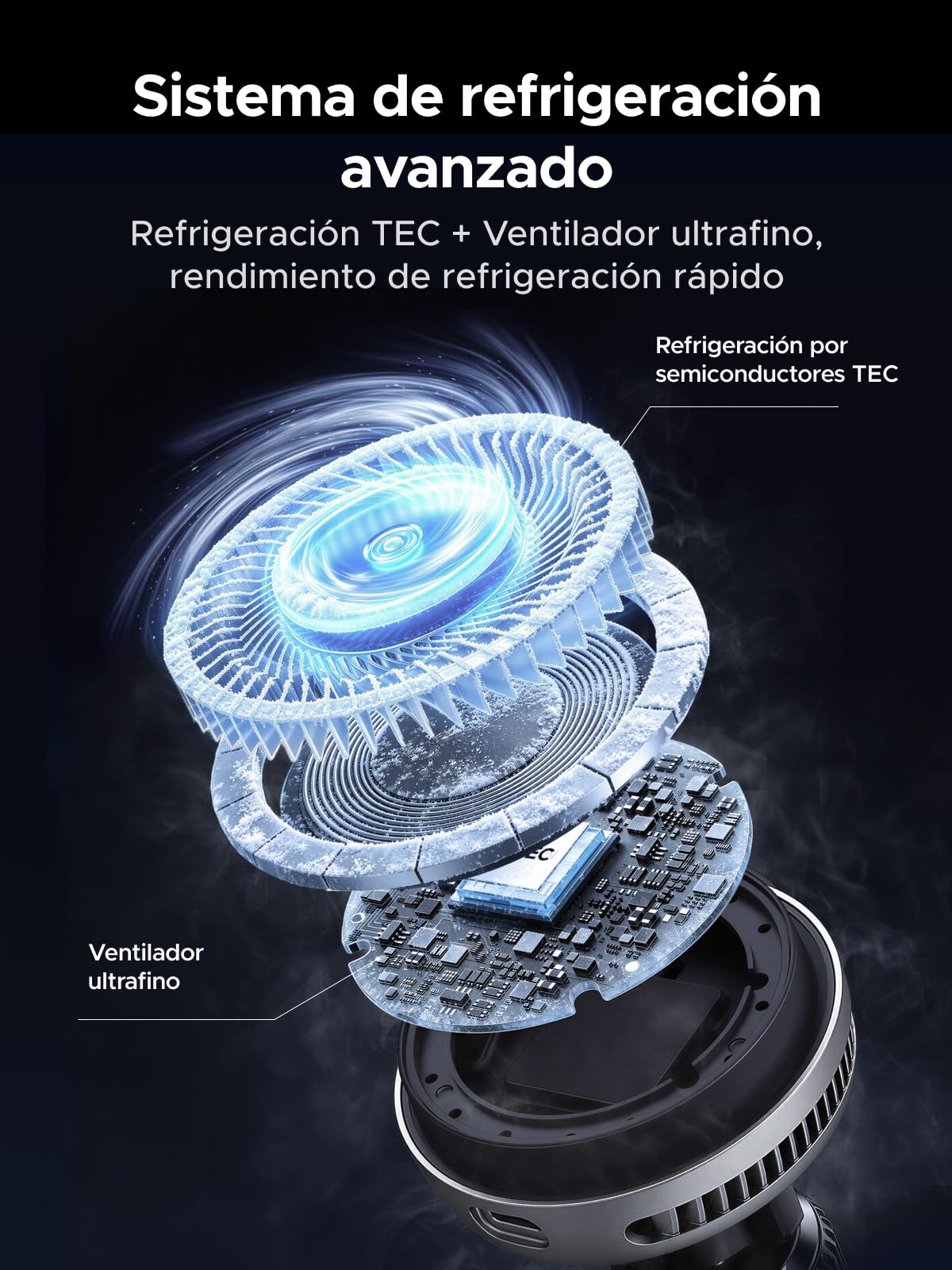 UGREEN MagFlow Pro Qi2 25W MagSafe Cargador Inalámbrico Coche Compatible con iPhone 17 16 15 14 13 12 Pro MAX Air Plus, Refrigeración Tec con Ventilador Integrado, Montaje en Rejilla de Ventilación