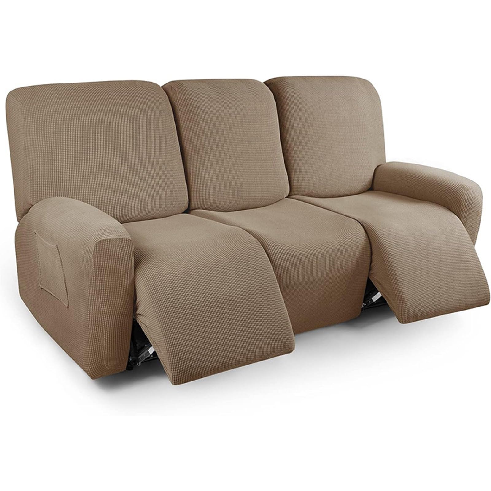 Funda para sillón elástica marrón claro AHTCPO y protector para sofá de 3 plazas jacquard