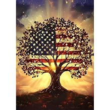 GHHKUD Patriotic Tree of Life Diamond Art Kits for Adults - DIY Full Drill 5D Diamond Painting Kits Independence Day - Adults Diamond Art on Canvas 30x40cm
