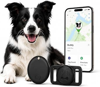 Pet Tracker,GPS Collar for Dogs iOS Only Smart tag,Waterproof Compatible with Apple Find My,No Monthly Fee,Advanced Tracking Solution Smart Collar for Pet Safety Ideal Small Large Dogs