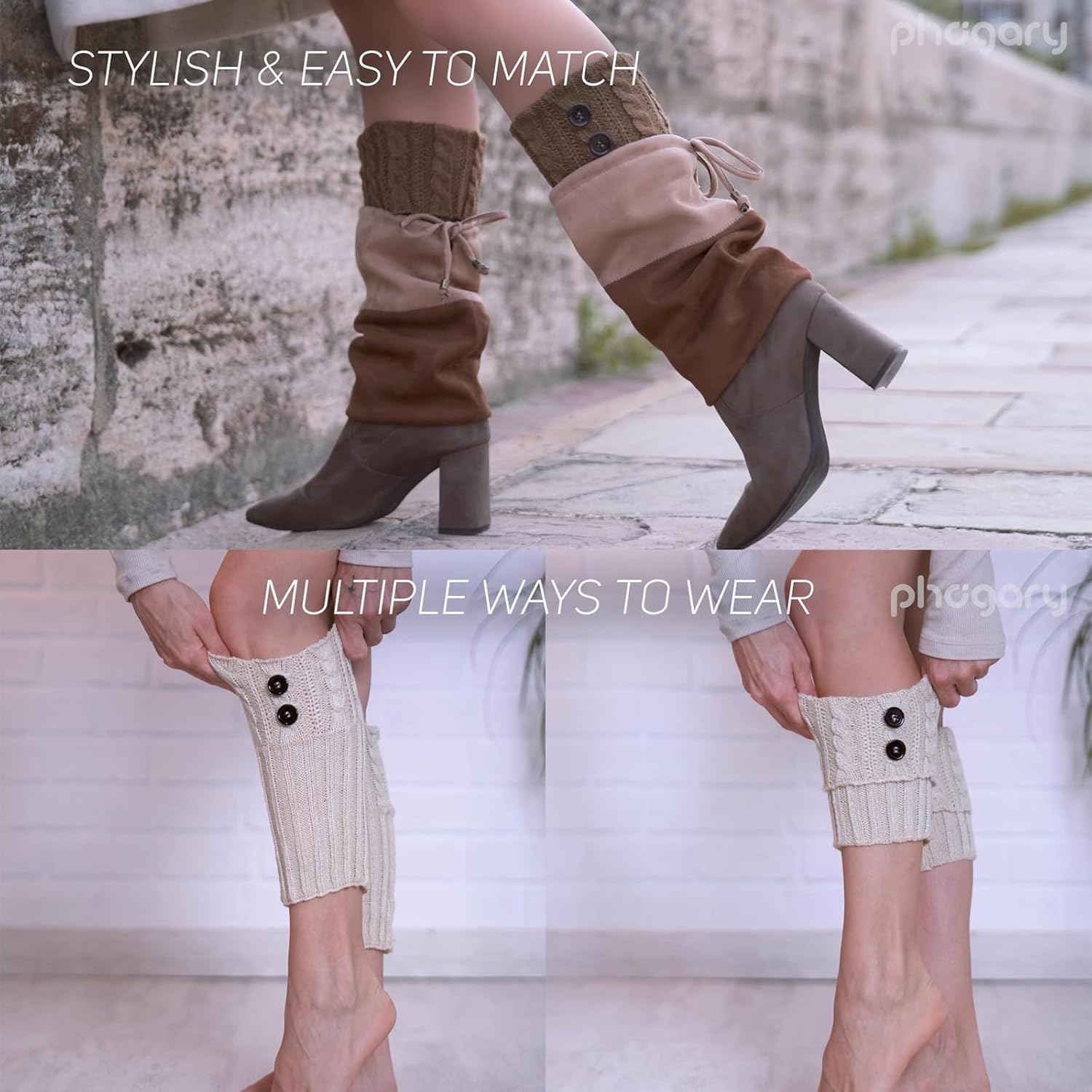 PHOGARY 4 Pairs Winter Warm Boot Cuffs for Women, Crochet Knitted Boot Socks for Gilrs Short Leg Warmers Boot Topper Socks Leg Cuffs Boot Warmers Gift - Image 7