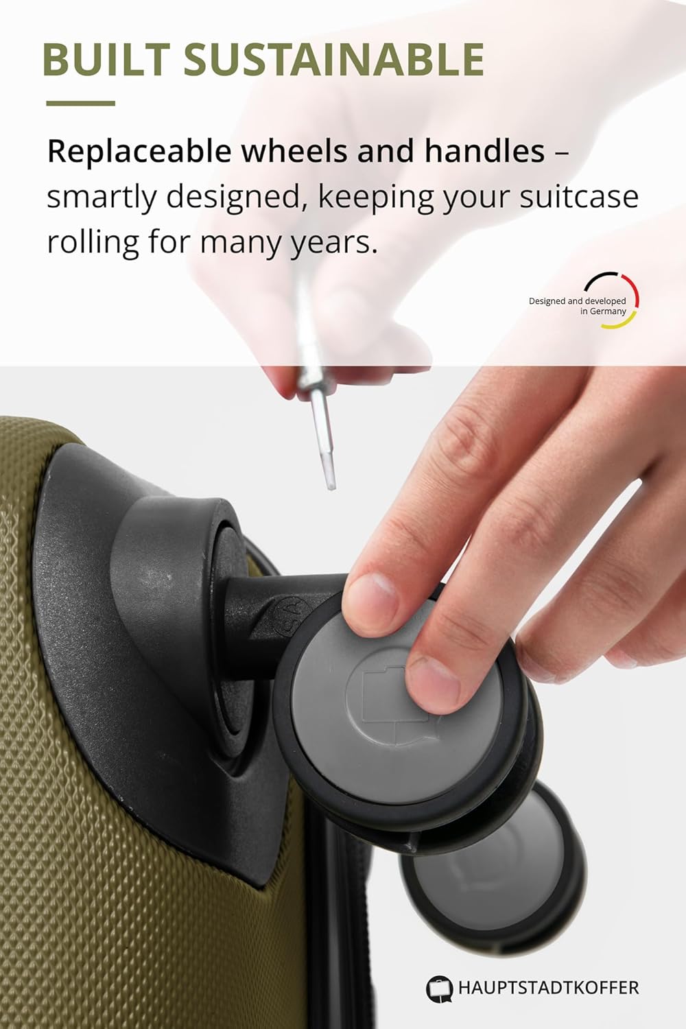 HAUPTSTADTKOFFER - SPREE - Hartschalen-Koffer Trolley Rollkoffer Reisekoffer, 4 Doppel-Rollen, 65 cm, 74 L, Avocado