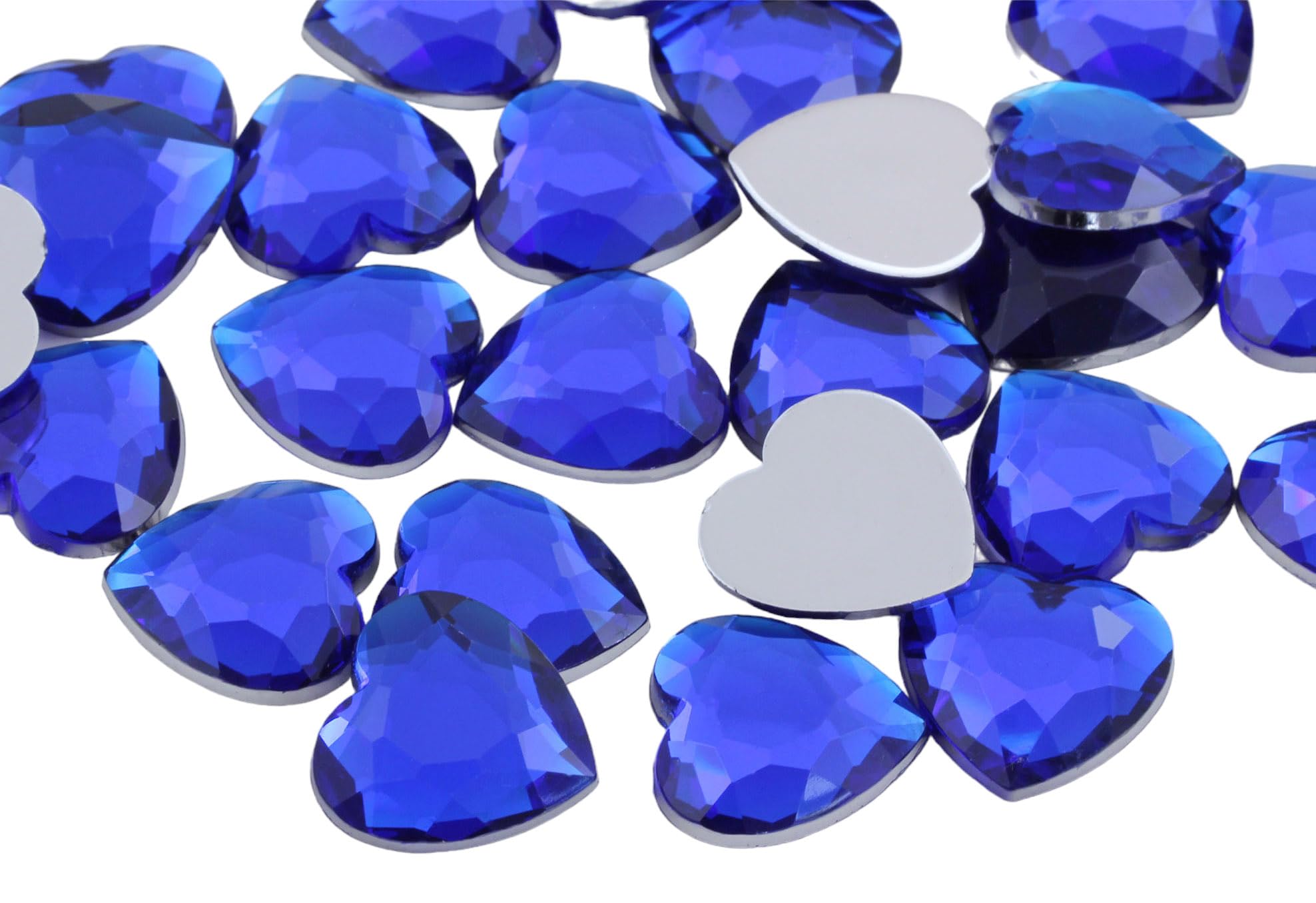 Strass cœur bleu saphir 18 mm H104 en acrylique pour loisirs créatifs x30