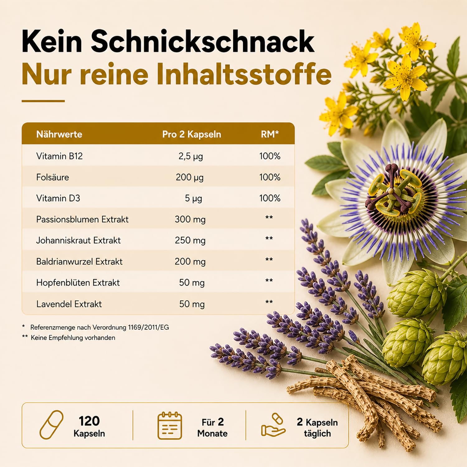 Inner Balance - Johanniskraut Komplex mit Passionsblume, Baldrian, Hopfen & Lavendel Extrakt - Kapseln hochdosiert Anti Stress, Stimmungsaufheller & Beruhigungsmittel - 120 Kapseln für 2 Monate