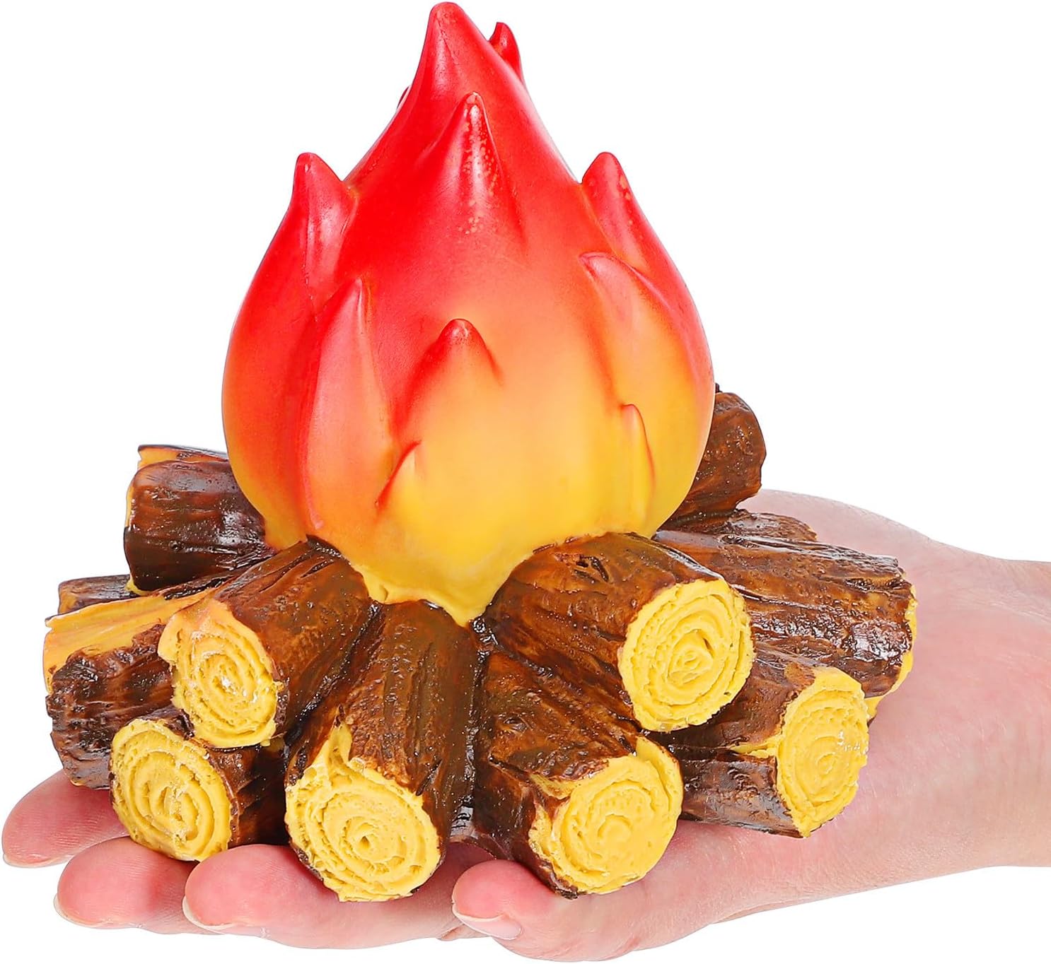 NUOBESTY Creative Simulation Mini Campfire Lamp, Led Flameless Bonfire Light, Fake Flame Table Lamp for Indoor Decor, Resin, Multi-Color, 4. 52 X 4. 52 X 4. 33 Inch, Battery Operated