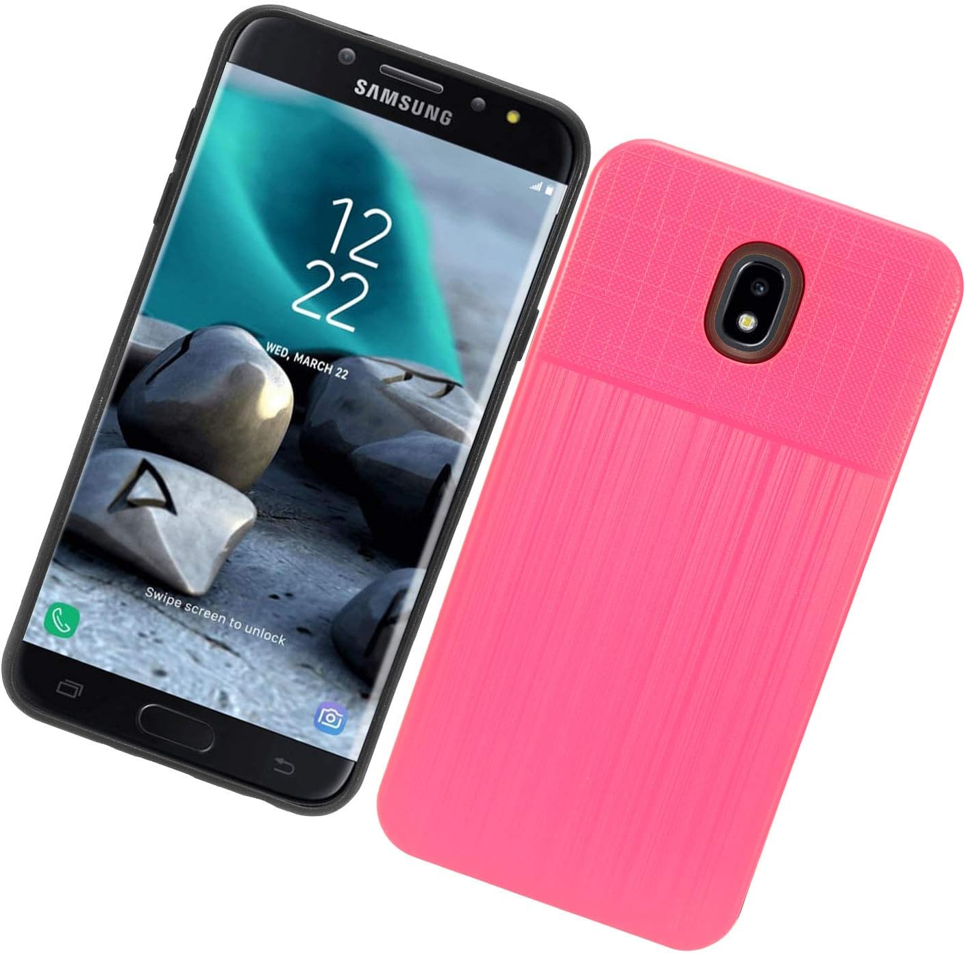 Z-GEN - Compatible with Samsung Galaxy J7 2018, J7 Refine, J7 Star, J7 Crown, J7 Aura, J7 Top, J7 V J7V - Hybrid Phone Case - CF2 Hot Pink