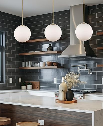 Miniatura 8 de Kira Home Ceres - Lámpara colgante moderna de mediados de siglo de 12 pulgadas con difusor esmerilado blanco mate liso, acabado de latón frío